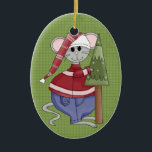 Holiday Mouse Ceramic Christmas Ornament<br><div class="desc">Text can be added to this ornament to make a personalised holiday gift. If you need help,  just click on the contact link above to send the designer a personal detailed message.</div>