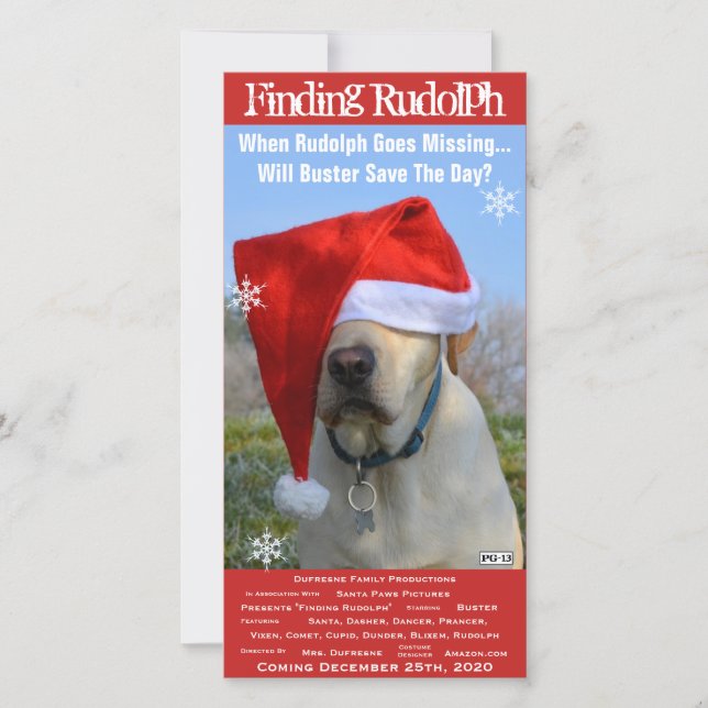 Holiday Movie Parody Add Pet Photo Thank You Card (Front)