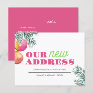 Holiday Moving Announcement Postcards Watercolor