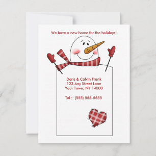 HOLIDAY MOVING CARD Change of Address Snowman