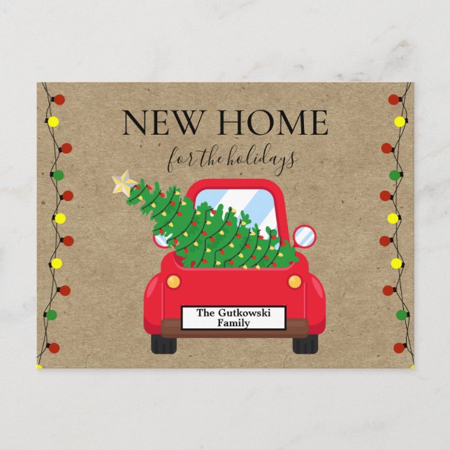 Holiday Moving New Home Rustic Red Truck Postcard (Front)