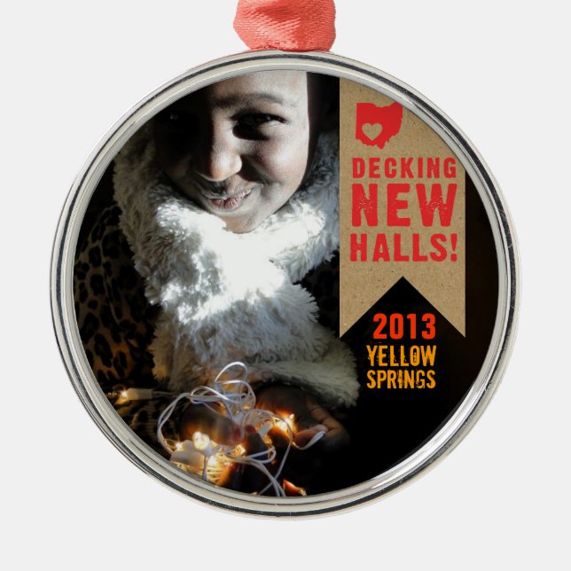 Holiday Moving Ohio Postmark Metal Tree Decoration (Front)