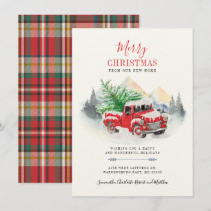 Holiday Moving Plaid Change of Address Christmas Card