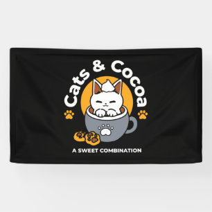 Holiday Mug Design with Cosy Cat and Paw Cookies Banner