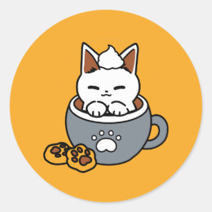 Holiday Mug Design with Cosy Cat and Paw Cookies Classic Round Sticker
