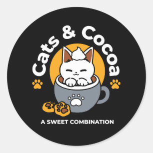 Holiday Mug Design with Cosy Cat and Paw Cookies Classic Round Sticker