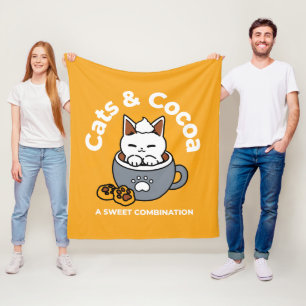 Holiday Mug Design with Cosy Cat and Paw Cookies Fleece Blanket