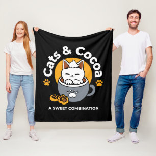 Holiday Mug Design with Cosy Cat and Paw Cookies Fleece Blanket