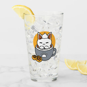 Holiday Mug Design with Cosy Cat and Paw Cookies Glass