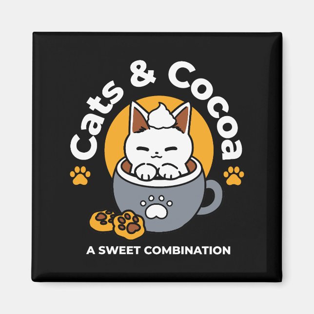 Holiday Mug Design with Cosy Cat and Paw Cookies Magnet (Front)