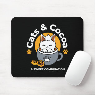 Holiday Mug Design with Cosy Cat and Paw Cookies Mouse Mat
