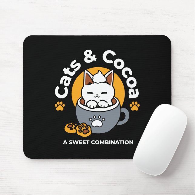 Holiday Mug Design with Cosy Cat and Paw Cookies Mouse Mat (With Mouse)