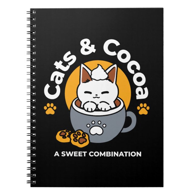 Holiday Mug Design with Cosy Cat and Paw Cookies Notebook (Front)
