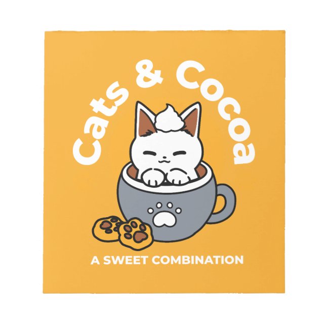 Holiday Mug Design with Cosy Cat and Paw Cookies Notepad (Front)