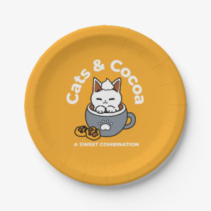 Holiday Mug Design with Cosy Cat and Paw Cookies Paper Plate