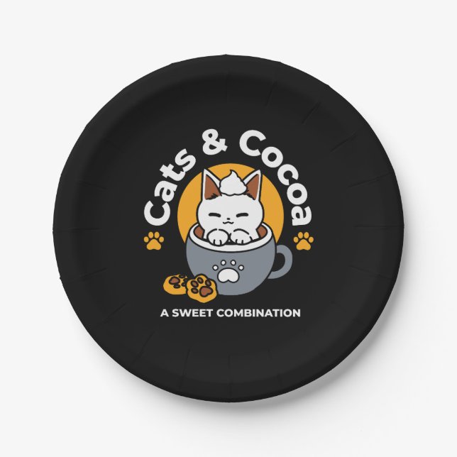 Holiday Mug Design with Cosy Cat and Paw Cookies Paper Plate (Front)
