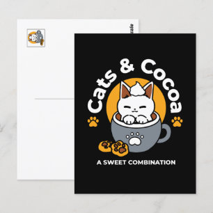 Holiday Mug Design with Cosy Cat and Paw Cookies Postcard