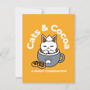 Holiday Mug Design with Cosy Cat and Paw Cookies Postcard