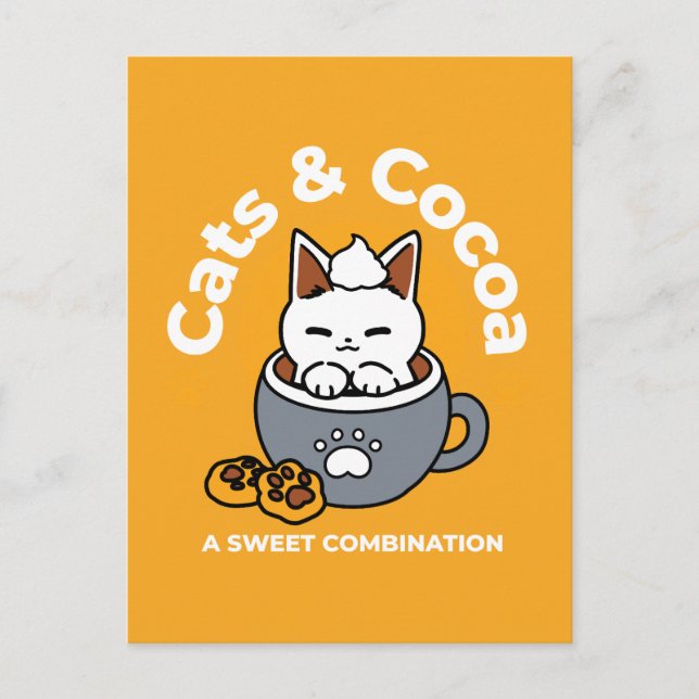 Holiday Mug Design with Cosy Cat and Paw Cookies Postcard (Front)