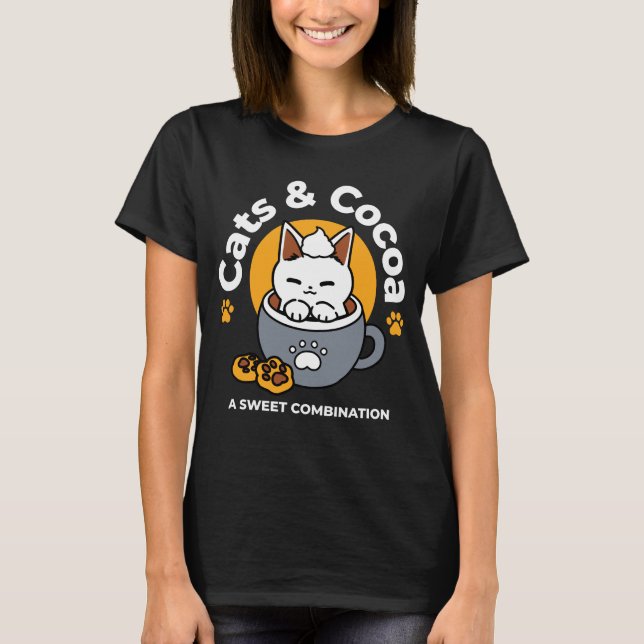 Holiday Mug Design with Cosy Cat and Paw Cookies T-Shirt (Front)