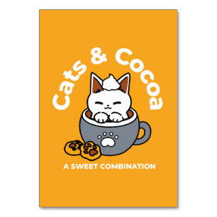 Holiday Mug Design with Cosy Cat and Paw Cookies Table Number