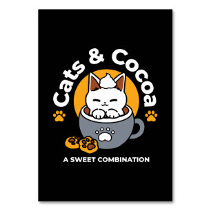 Holiday Mug Design with Cosy Cat and Paw Cookies Table Number