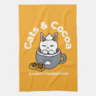Holiday Mug Design with Cosy Cat and Paw Cookies Tea Towel