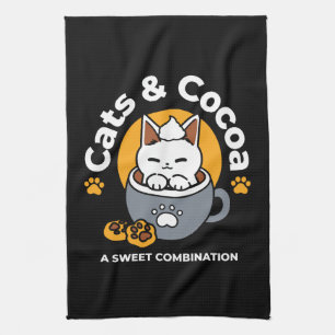 Holiday Mug Design with Cosy Cat and Paw Cookies Tea Towel