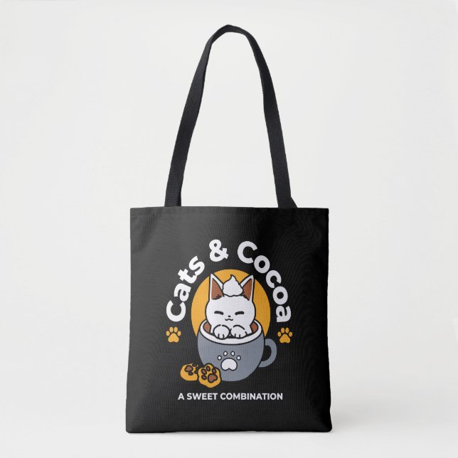 Holiday Mug Design with Cosy Cat and Paw Cookies Tote Bag (Front)