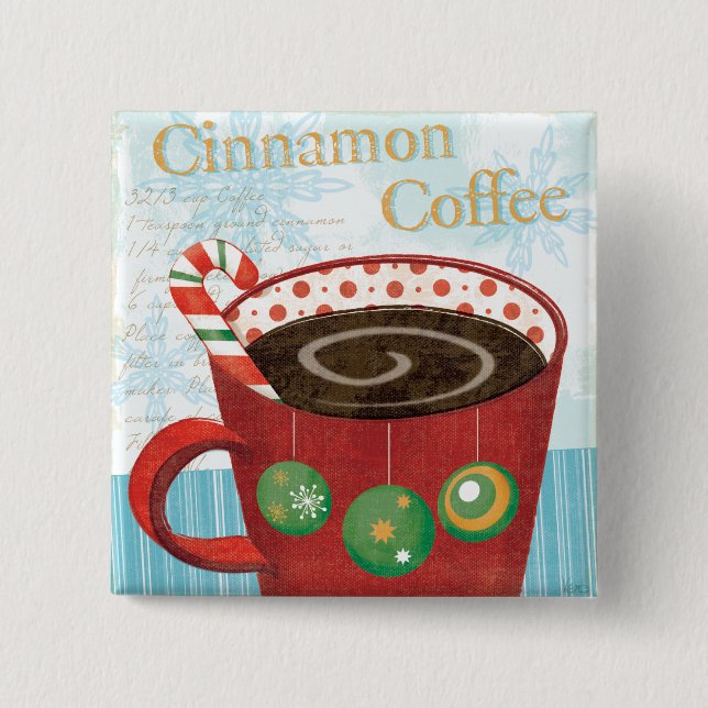 Holiday Mug with Cinnamon Coffee 15 Cm Square Badge (Front)