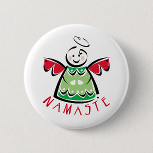 Holiday Namaste Angel 6 Cm Round Badge