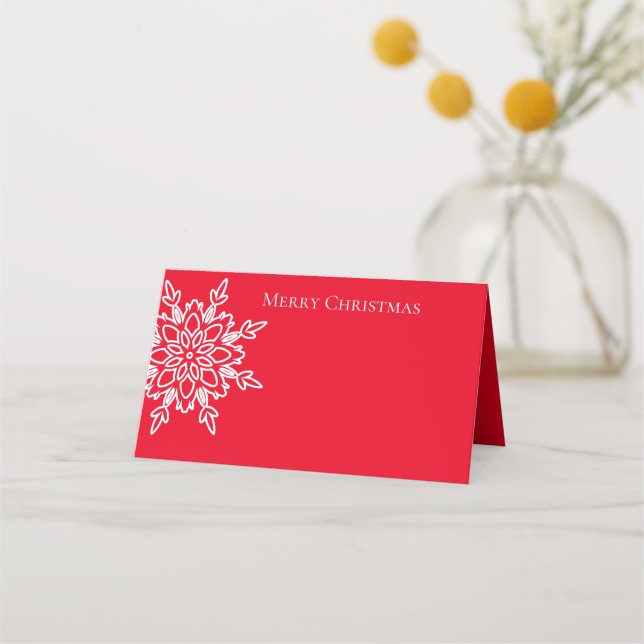 Holiday Name Place Card-Snowflake Card (Front)