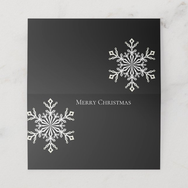 Holiday Name Place Card-Snowflake Place Card (Outside Unfolded)