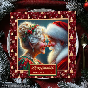 Holiday Napkins Red Gold Green Christmas Design