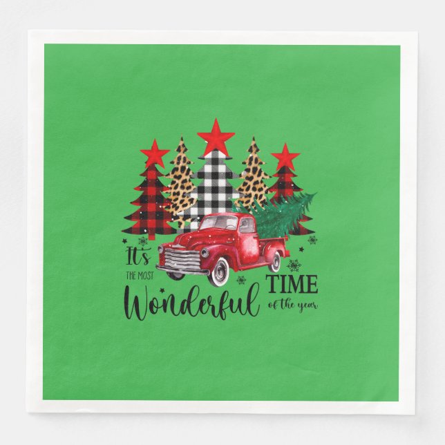 Holiday Napkins "Wonderful Time" Design (Front)