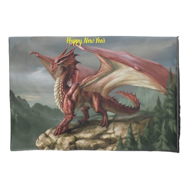 Holiday New Year Dragon Pillow Case Gift (Front)