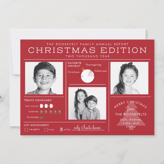 Holiday Newsletter Infographic Funny Christmas Card (Front)