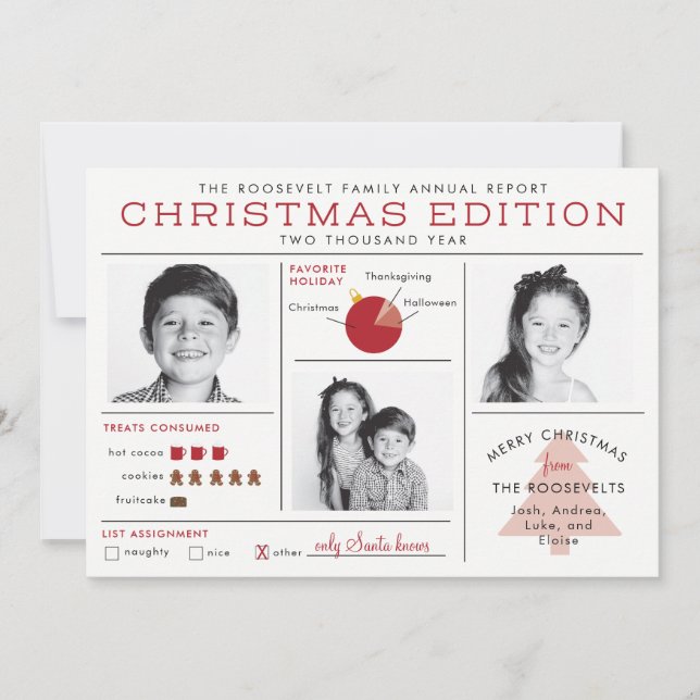 Holiday Newsletter Infographic Funny Christmas Invitation (Front)