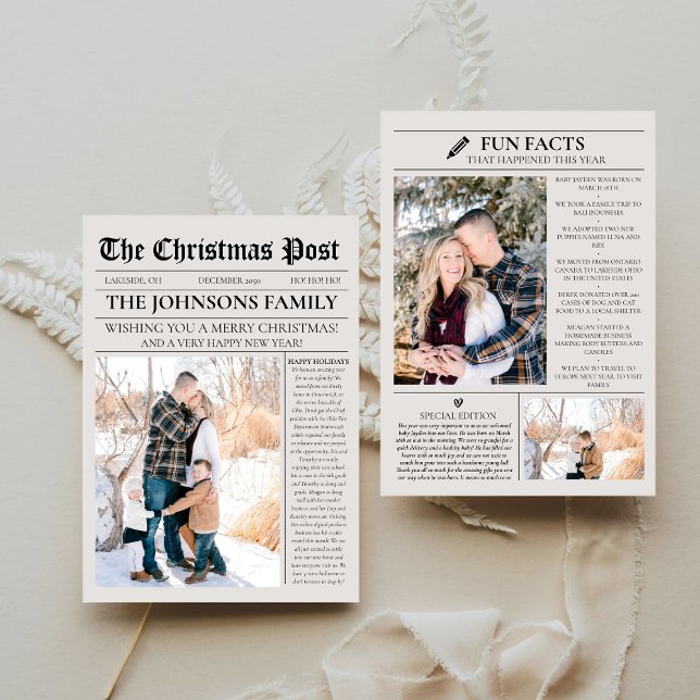 Holiday Newspaper Christmas Cards with Photo (Creator Uploaded)