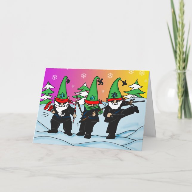 Holiday Ninja Elves Greeting Card (Front)