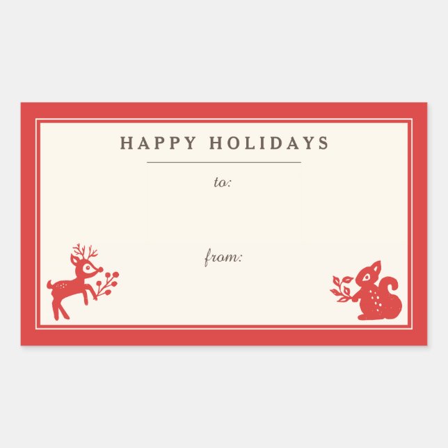 Holiday Nordic Folk Art Gift Tag Stickers (Front)