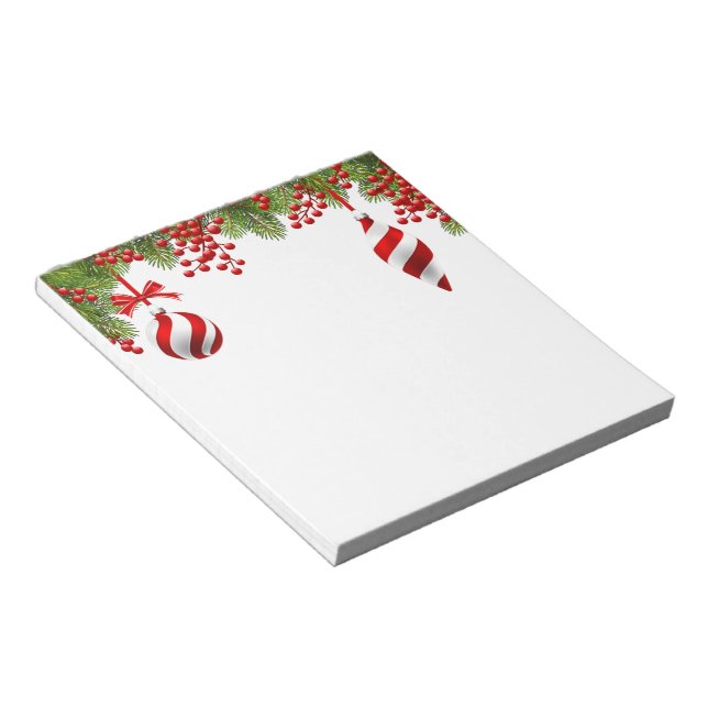 Holiday Notepad-Fir Bough Ornaments Notepad (Angled)