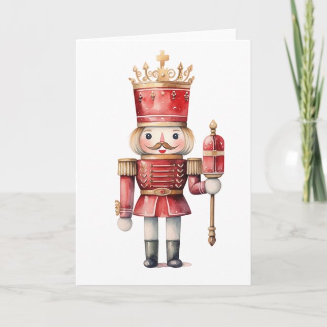Holiday Nutcracker King in Red BLANK  Card (Front)