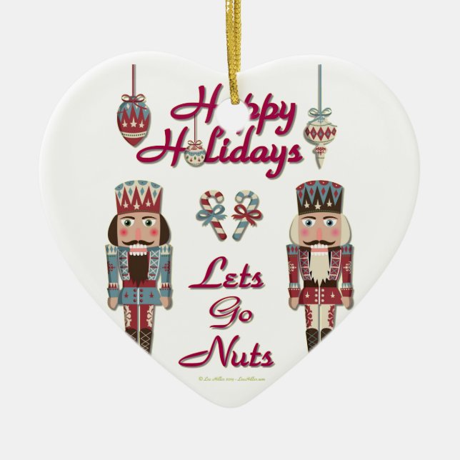 Holiday Nutcracker Lets Go Nuts Ceramic Tree Decoration (Front)