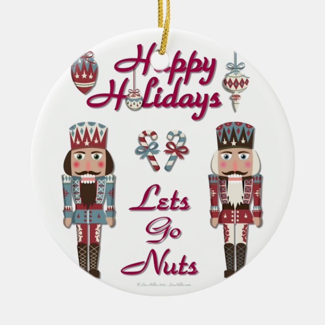Holiday Nutcracker Lets Go Nuts Ceramic Tree Decoration (Front)
