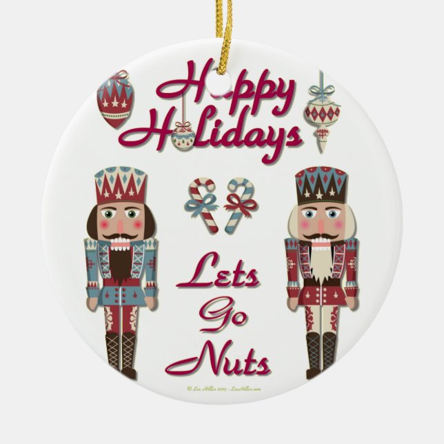 Holiday Nutcracker Lets Go Nuts Ceramic Tree Decoration (Front)