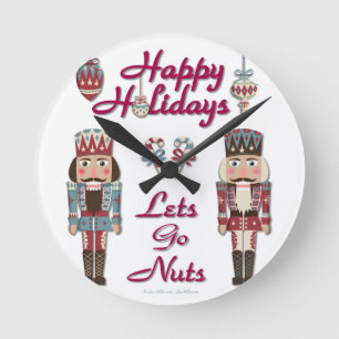 Holiday Nutcracker Lets Go Nuts Round Clock