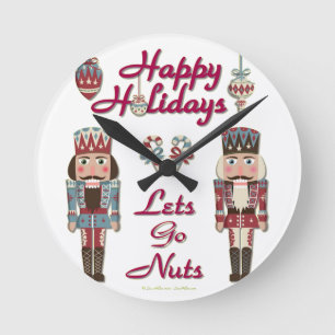Holiday Nutcracker Lets Go Nuts Round Clock