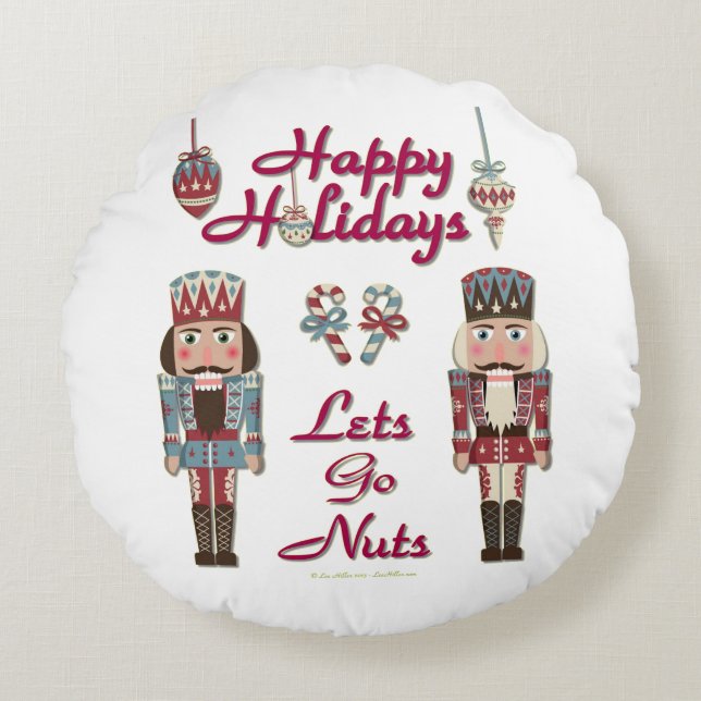 Holiday Nutcracker Lets Go Nuts Round Cushion (Front)