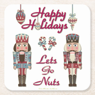 Holiday Nutcracker Lets Go Nuts Square Paper Coaster